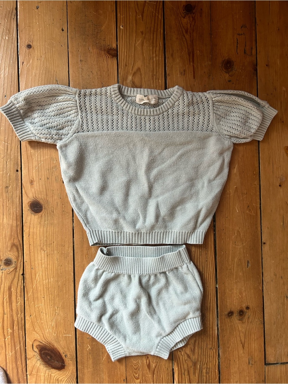 Quincy Mae Blue Sweater and Bloomer Set - 18m